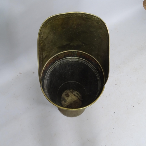 2135 - A brass coal scuttle/stick stand, H85cm