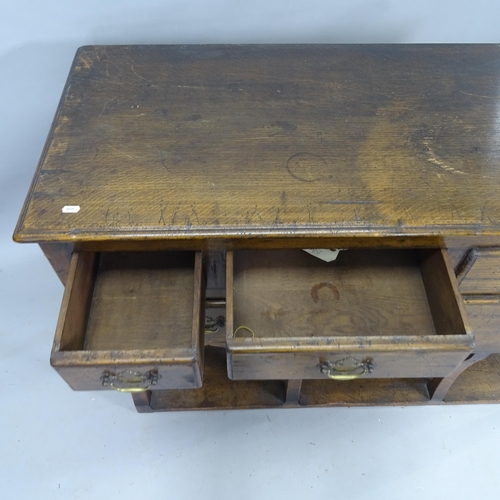 2137 - A 19th century oak dresser base, with 7 fitted drawers and pot board under, 137cm x 87cm x 52cm