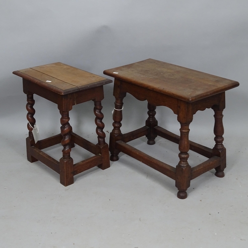 2144 - 2 similar oak joint stools, largest 55cm x 49cm x 32cm