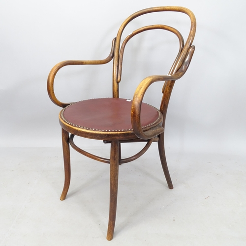 2149 - An Antique bentwood desk chair with studded seat