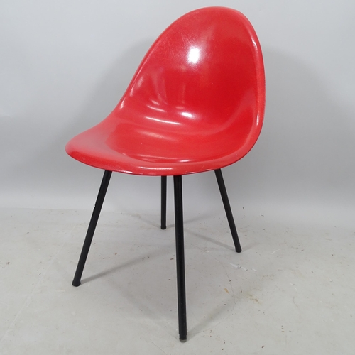 2151 - A mid-century fibreglass shell chair, by Microcell, Kingsway, with maker's label