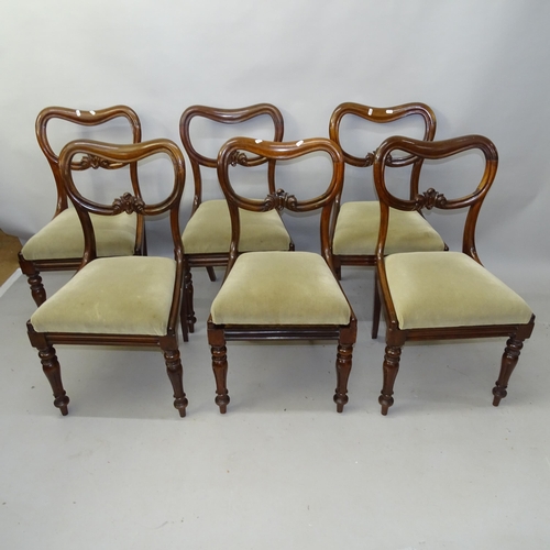 2157 - A set of 6 Victorian rosewood dining chairs, with carved decoration and drop-in seat