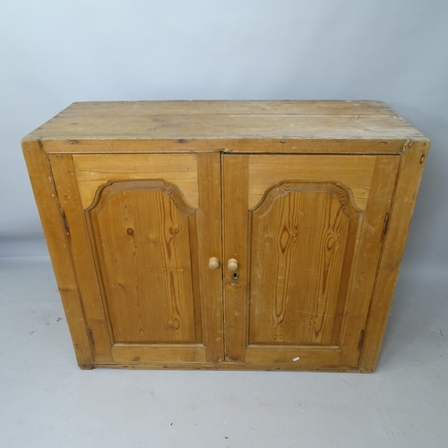 2167 - An Antique pine 2-door cupboard, 118cm x 96cm x 48cm