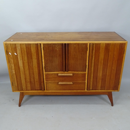 2171 - A mid-century teak sideboard, in the manner of Heals, having 4 cupboard doors and 2 drawers under, 1... 