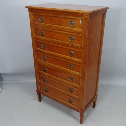 2177 - A French cherrywood chest of 7 drawers, 78cm x 130cm x 40cm