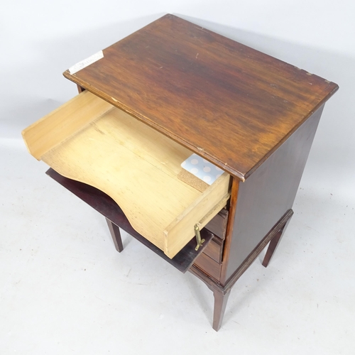 2178 - An Edwardian mahogany music cabinet, with 4 fall-front drawers, 50cm x 76cm x 35cm