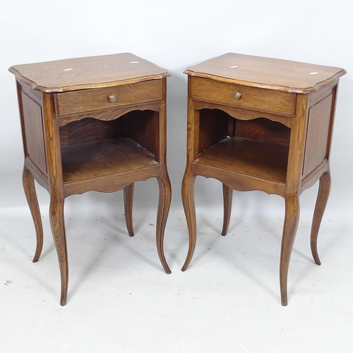 2181 - A pair of French oak single-drawer pot cupboards, 42cm x 70cm x 34cm