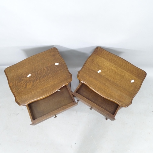 2181 - A pair of French oak single-drawer pot cupboards, 42cm x 70cm x 34cm