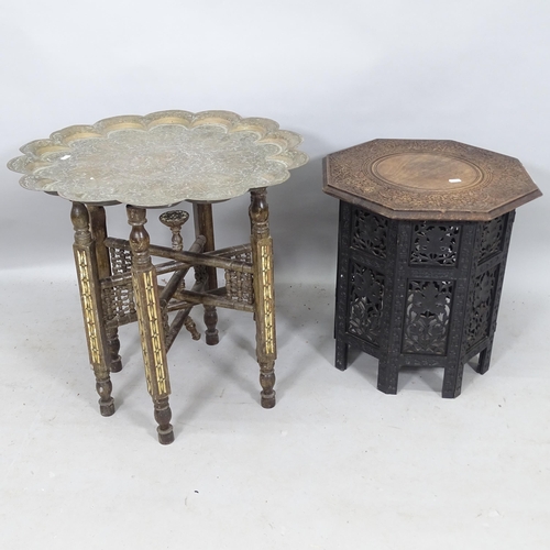 2186 - Anglo-Indian octagonal occasional table, 47cm x 48cm, and a Middle Eastern folding table, with engra... 