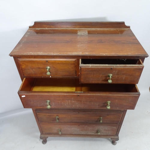 2189 - An early 20th century mahogany chest of 2 short and 4 long drawers with raised back, on cabriole leg... 