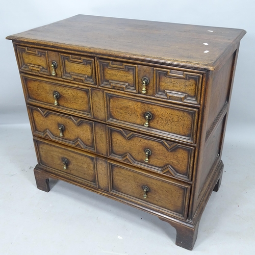 2192 - An oak Jacobean style chest of 2 short and 3 long drawers, 95cm x 90cm x 55cm