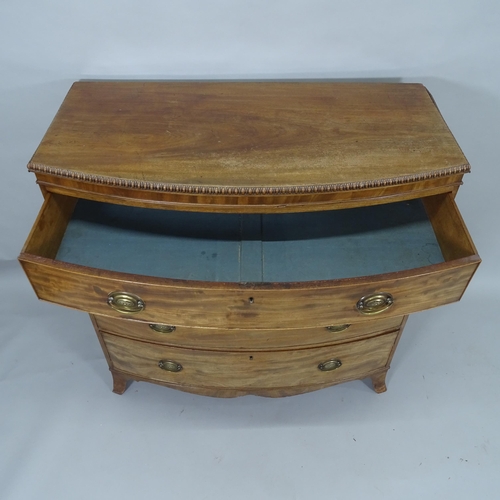 2026 - A 19th century mahogany bow-front chest of 4 long drawers, 111cm x 110cm x 56cm