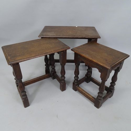 2052 - An oak nest of 3 occasional tables, largest 50cm x 44cm x 30cm