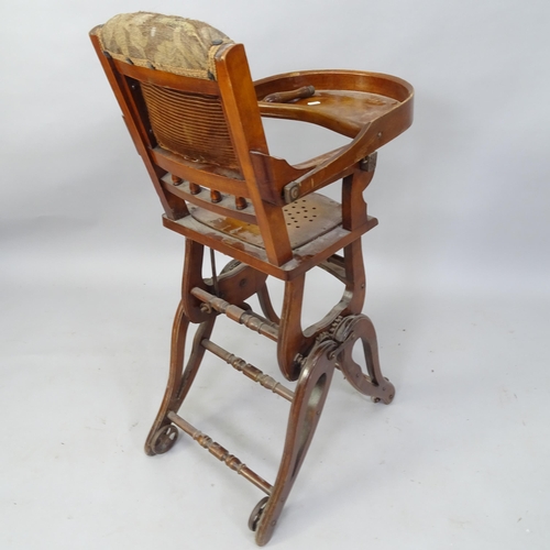 2062 - An Antique mahogany metamorphic child's high chair, H98cm