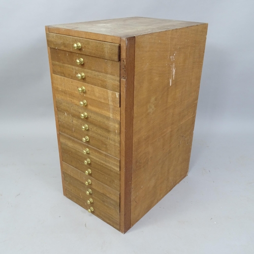 2064 - An Antique mahogany collector's chest of 15 drawers, 39cm x 80cm x 55cm