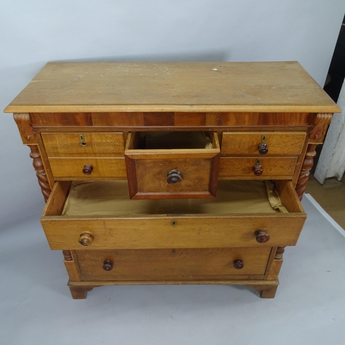 2069 - A Victorian mahogany Scottish chest of 7 drawers, with barley twist pilasters on bracket feet, 128cm... 