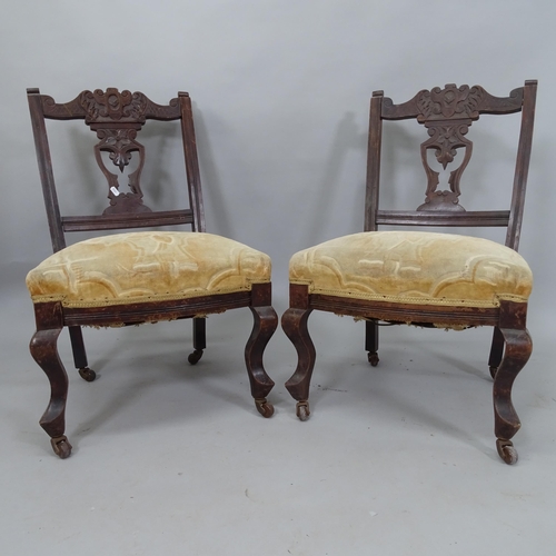 2071 - A pair of Antique mahogany parlour chairs, with carved backs