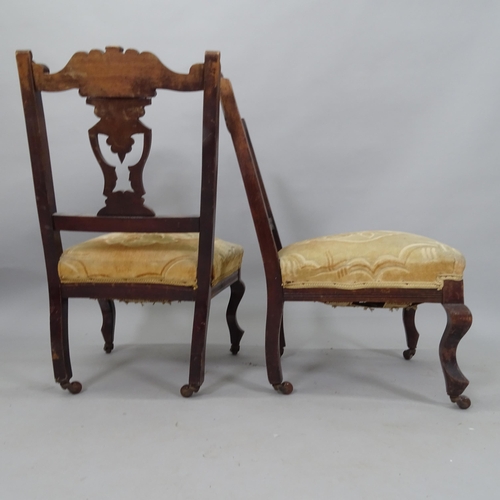 2071 - A pair of Antique mahogany parlour chairs, with carved backs