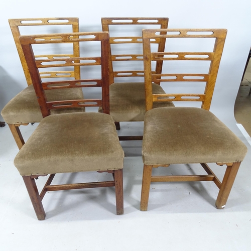 2073 - A set of 4 Irish George III pierced ladder-back chairs with upholstered seats