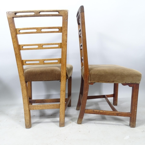 2073 - A set of 4 Irish George III pierced ladder-back chairs with upholstered seats