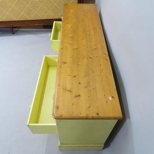 2087 - A modern painted pine side-by-side chest of 4 short and 4 long drawers, 182cm x 78cm x 48cm