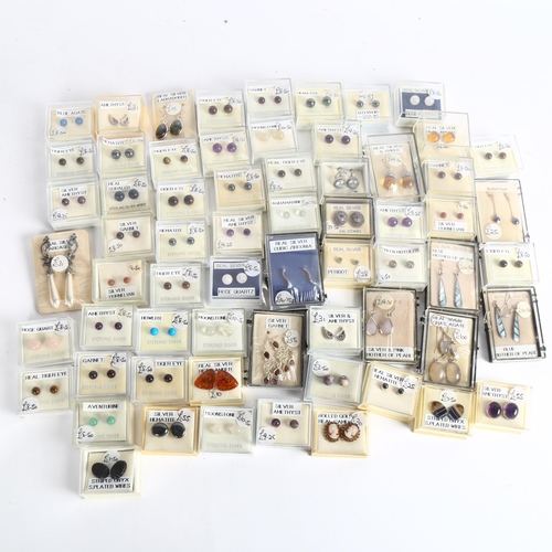 1040 - A quantity of silver and stone set earrings (boxful)