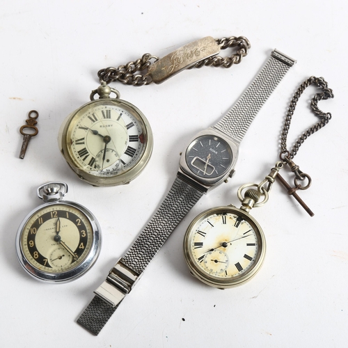 1046 - A Doxa quartz wristwatch, serial no. 4229, and 3 various pocket watches, including Ingersoll, and a ... 