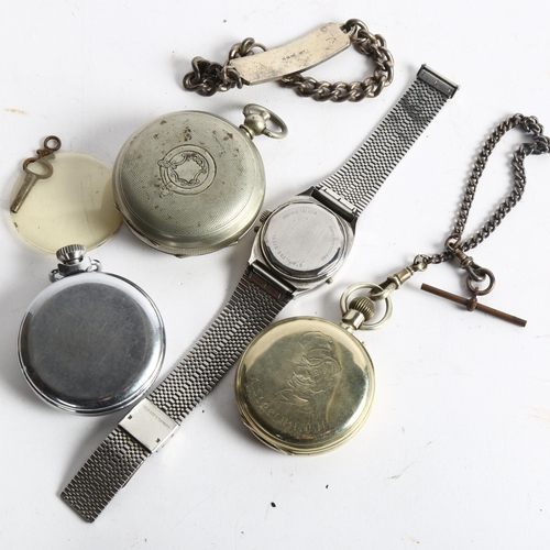 1046 - A Doxa quartz wristwatch, serial no. 4229, and 3 various pocket watches, including Ingersoll, and a ... 