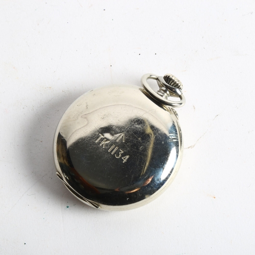 1052 - Tramways watch, no. 4429, a chrome plate top-wind pocket watch, dust cover engraved Moeris Grand Pri... 