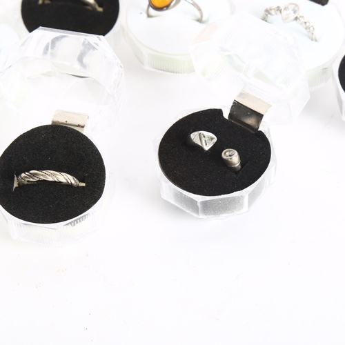 1062 - 9 various silver and stone set dress rings, individually boxed