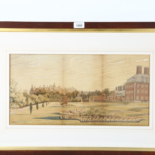 1808 - A Victorian watercolour, The Royal Arsenal at Greenwich, signed with monogram and dated 1885, 49cm x... 