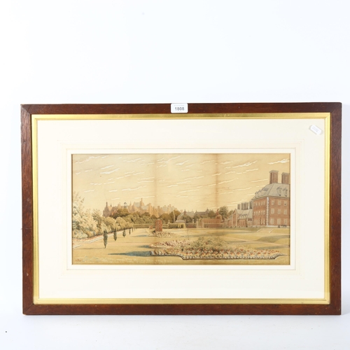 1808 - A Victorian watercolour, The Royal Arsenal at Greenwich, signed with monogram and dated 1885, 49cm x... 