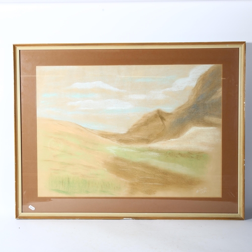 1809 - B White, pair of crayon and chalk landscapes, largest, 68cm x 88cm, both framed