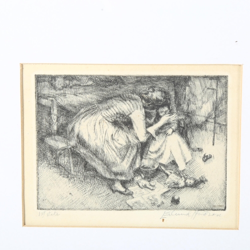 1810 - Erlund Hudson (1912 - 2011), 3 engravings, interior scenes, all signed in pencil, image10cm x 14cm, ... 