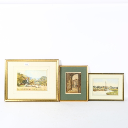 1811 - W Botham, watercolour, rural scene, 18cm x 26cm, and 2 other watercolours by different hands, framed... 