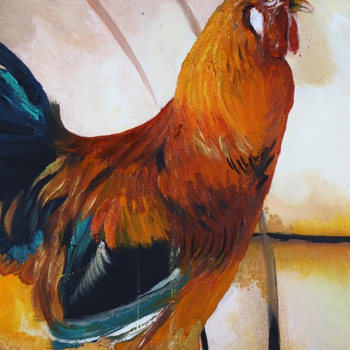 1818 - Acrylics on canvas, study of a cockerel, 89cm x 70cm, unframed