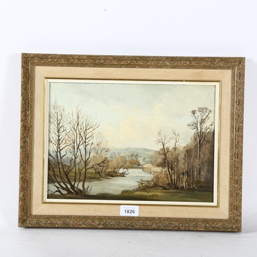 1826 - D H de Carteret, oil on board, on the Arun, 25cm x 35cm, framed