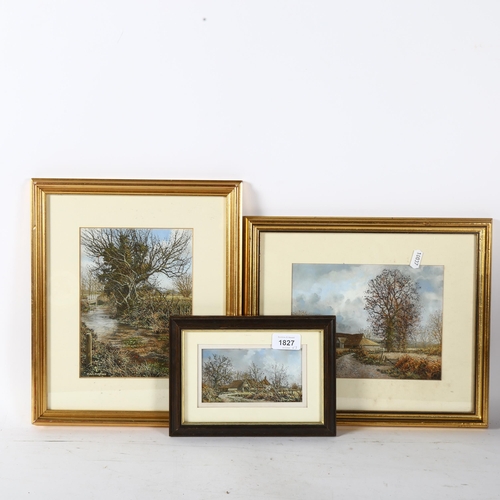 1827 - John Huges, 3 pastels, the White Bridge at Ickham, and 2 others, all framed (3)