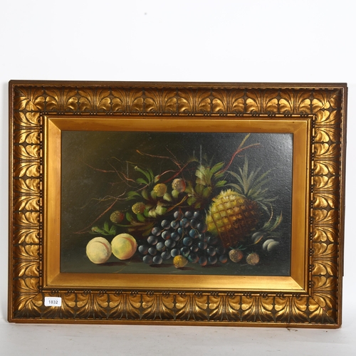 1832 - Oil on board, still life study of fruit, unsigned, 55cm x 75cm overall, gilt-framed