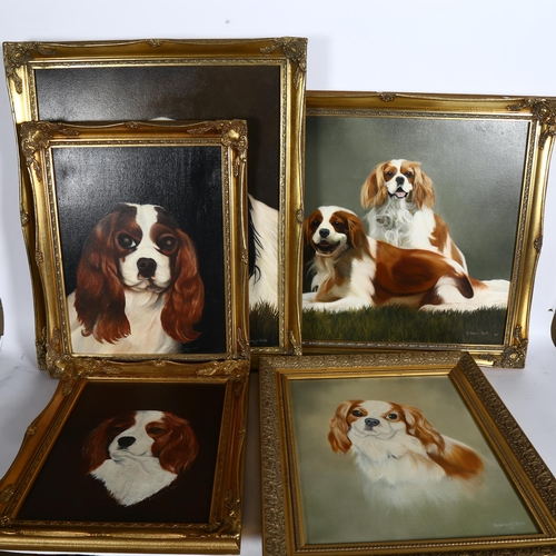 1844 - 8 various oils, dog studies, all gilt-framed and signed, 5 by G J Williams and 3 by Andrew Hall, lar... 