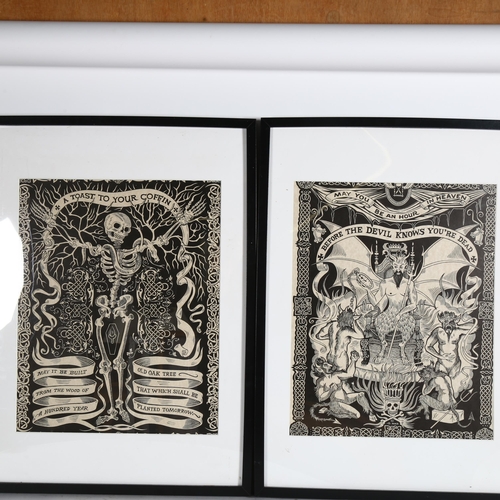 1846 - A pair of monochrome framed grotesque prints, 72cm x 53cm overall, modern framed