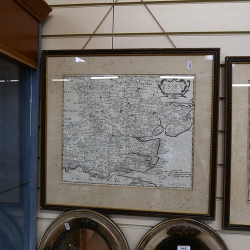 1861 - 2 Antique Robert Morden maps - Essex and Middlesex, framed, height 50cm overall