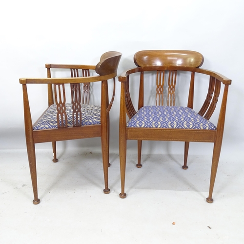 2198 - A pair of Edwardian armchairs on pad feet