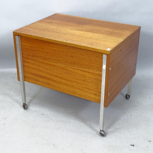 2202 - A mid-century teak coffee table with lifting top, 60cm x 53cm x 46cm