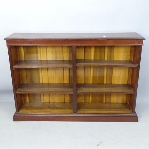 2206 - Antique mahogany open bookcase, with 4 adjustable shelves, 144cm x 100cm x 32cm