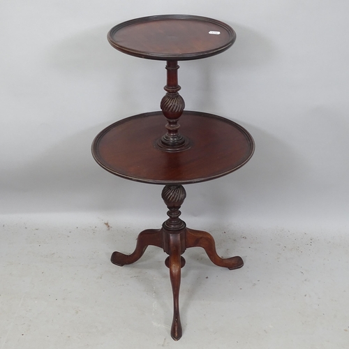 2217 - An Antique mahogany 2-tier serving table, H76cm