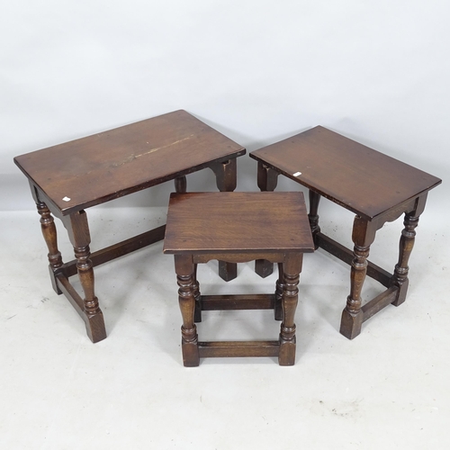 2224 - A rectangular oak nest of 3 occasional tables, widest 56cm