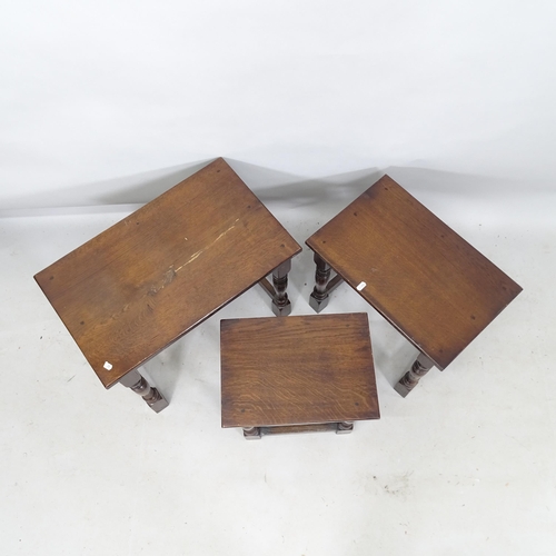 2224 - A rectangular oak nest of 3 occasional tables, widest 56cm