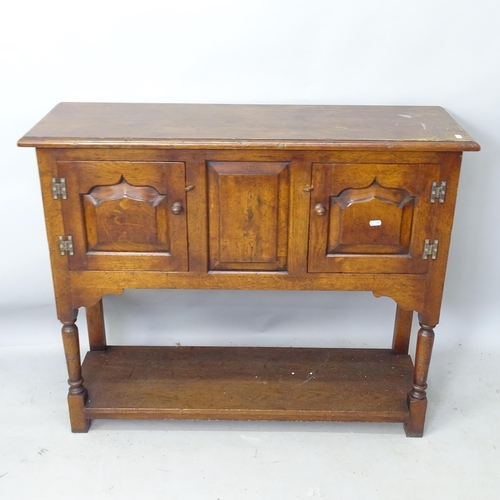 2227 - An Antique oak 2-door hall cabinet, 100cm x 95cm x 35cm