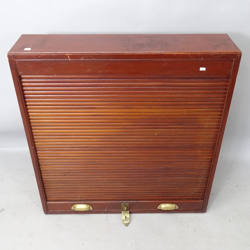 2228 - An early 20th century mahogany tambour-front cabinet, previously used in a Great Western Railway tic... 